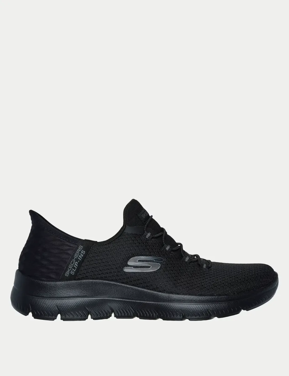 Wide Fit Summits Diamond Dream Slip In Trainers Black