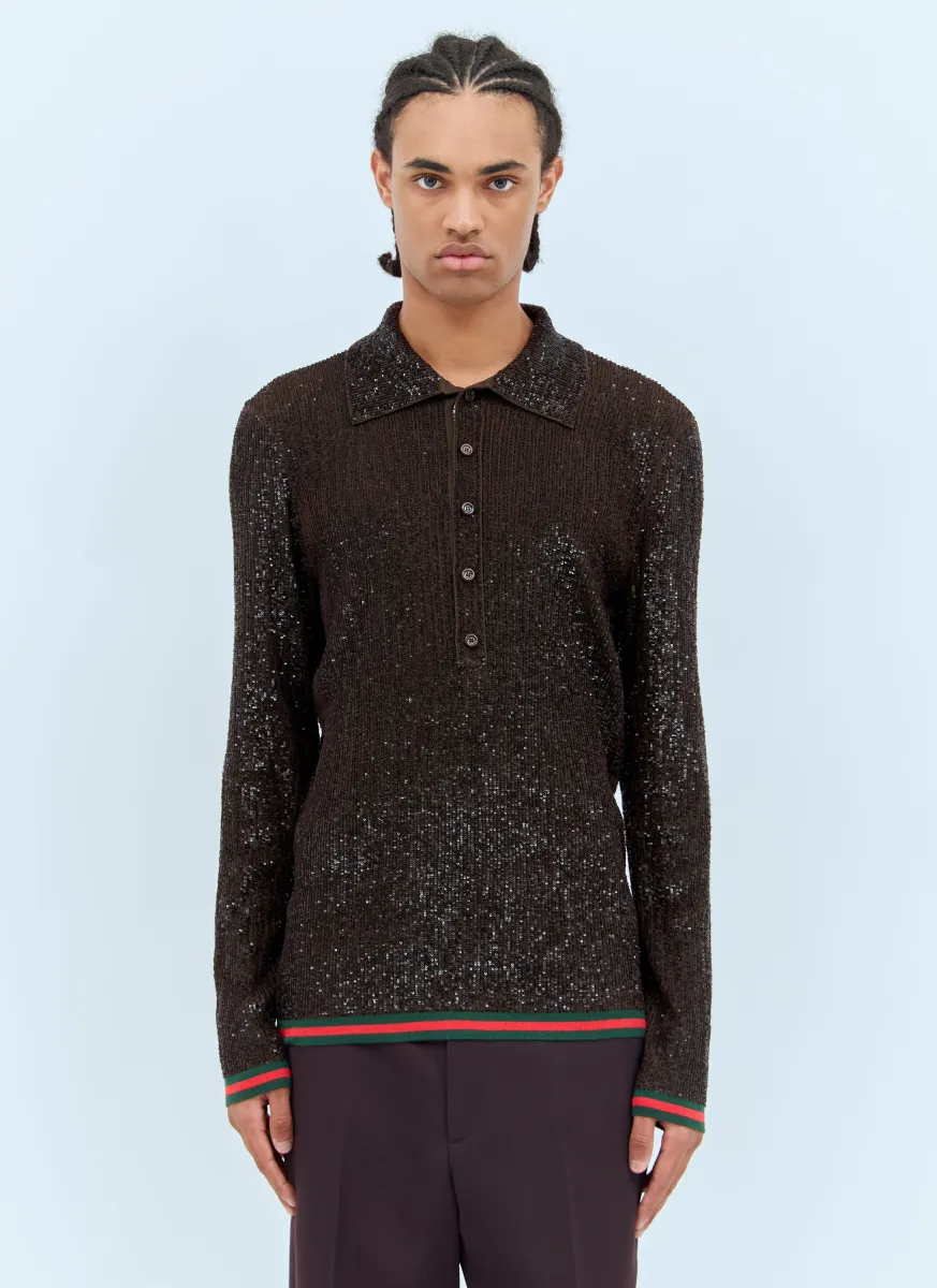 Sequin Polo Top