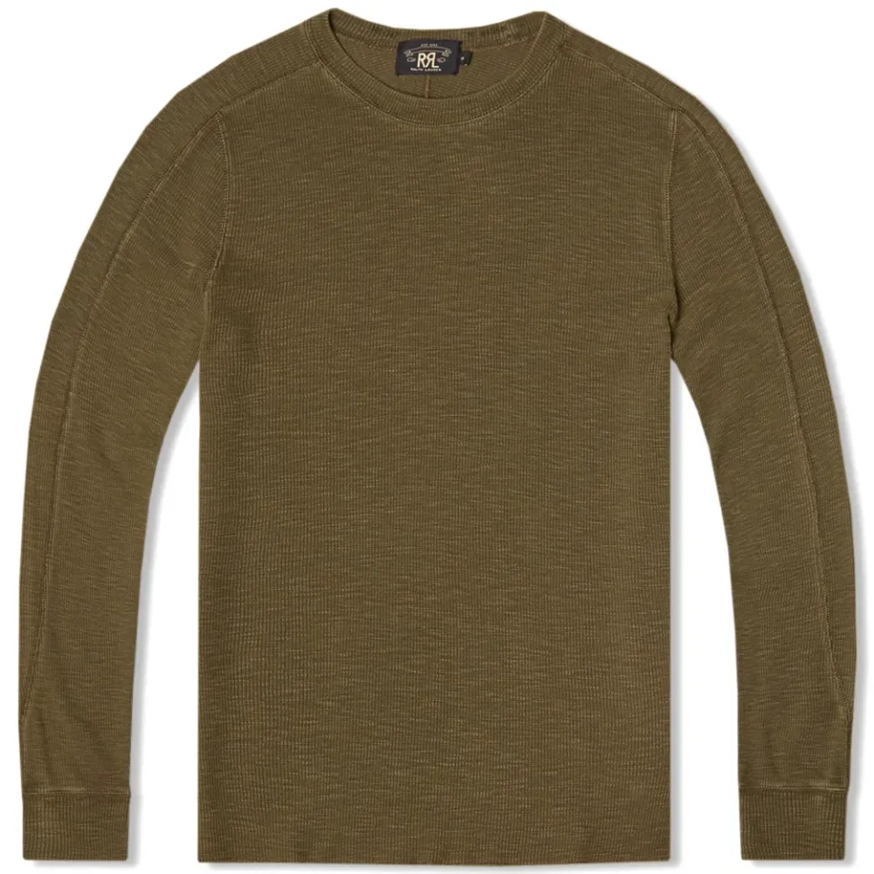Garment Dyed Waffle-Knit Crew Neck