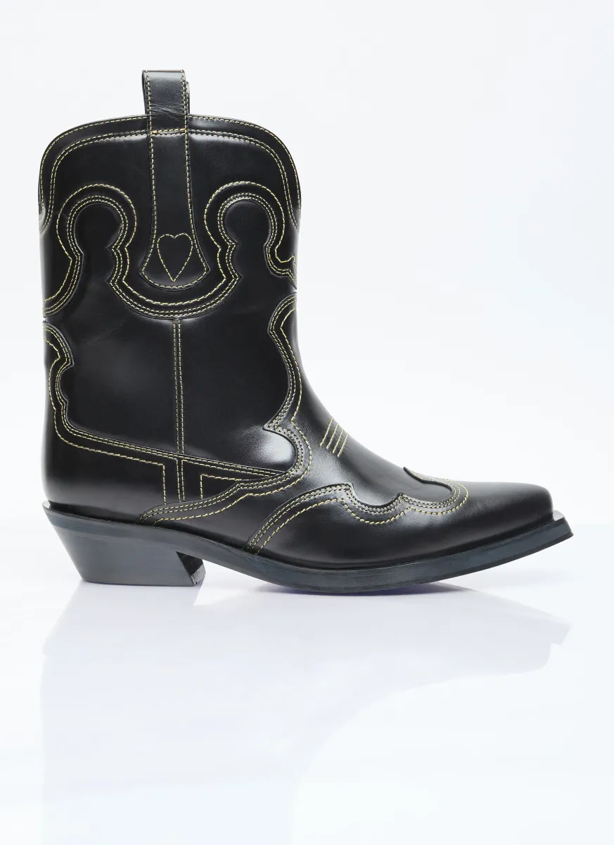 Embroidered Western Ankle Boots