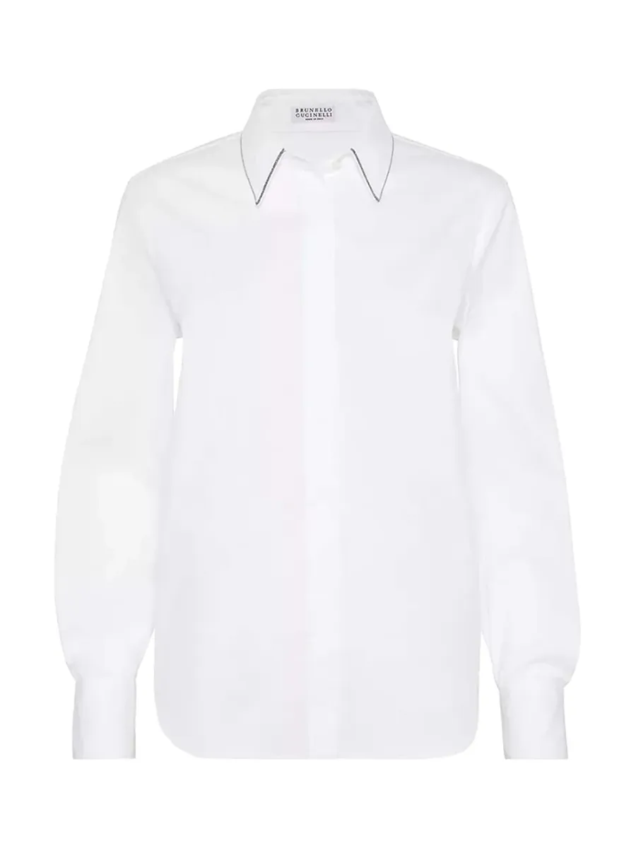 Women Stretch cotton poplin shirt White
