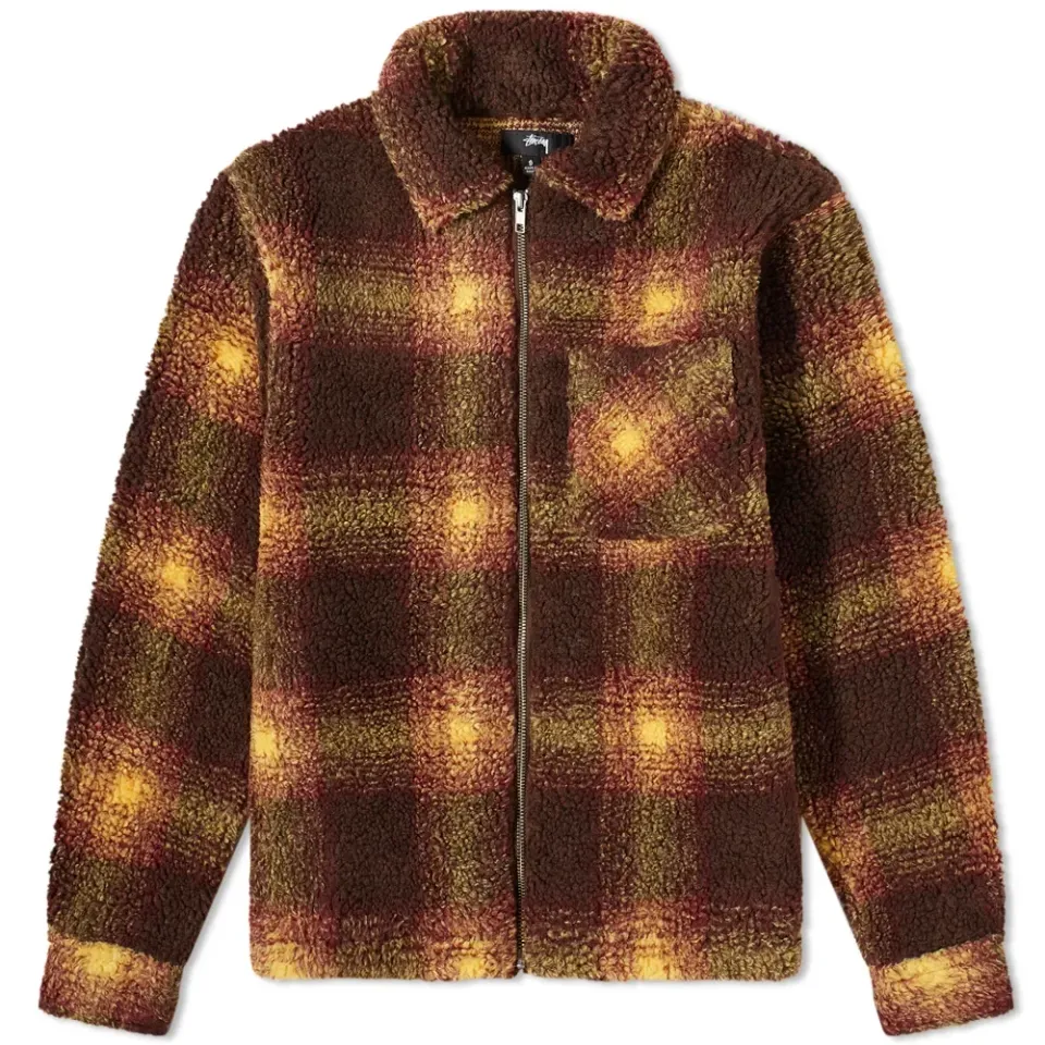 Shadow Plaid Sherpa Zip Shirt