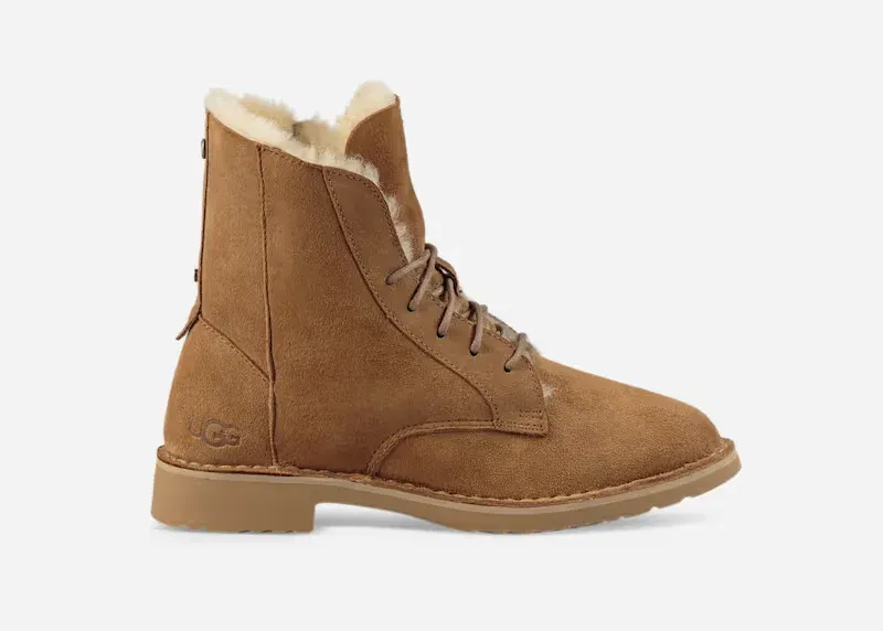Quincy Classic Boots for Women in Brown, Size 7, Shearling/Cotton/Leather