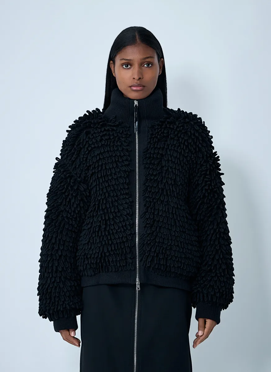 Textured Wool-Blend Cardigan