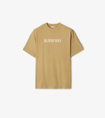 Logo Cotton T-shirt in Flax beige