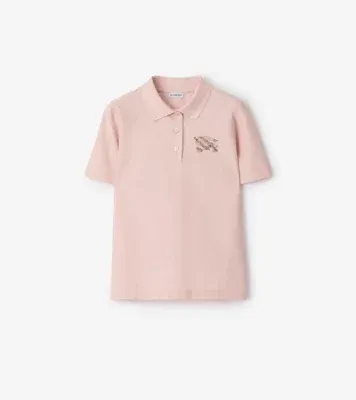 Knight Check Cotton Polo Shirt in Bouquet pink
