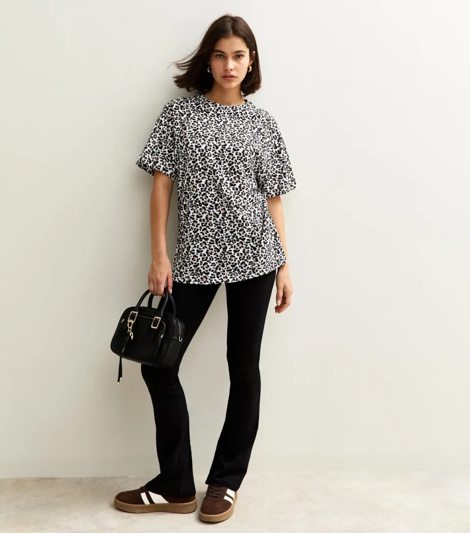 Women's Brown Leopard Print Oversized T-Shirt