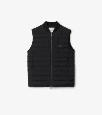 Nylon Puffer Gilet in Black