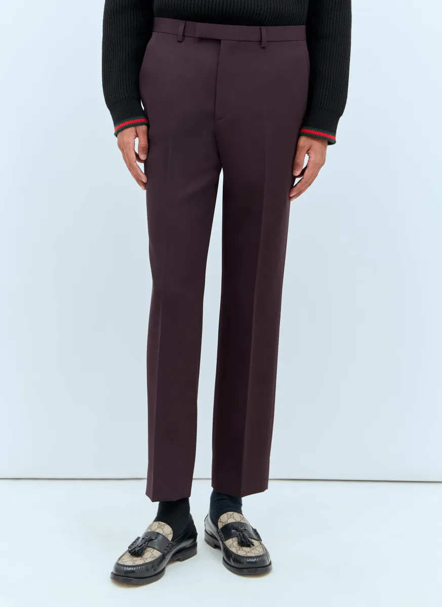 Logo Embroidery Wool Pants
