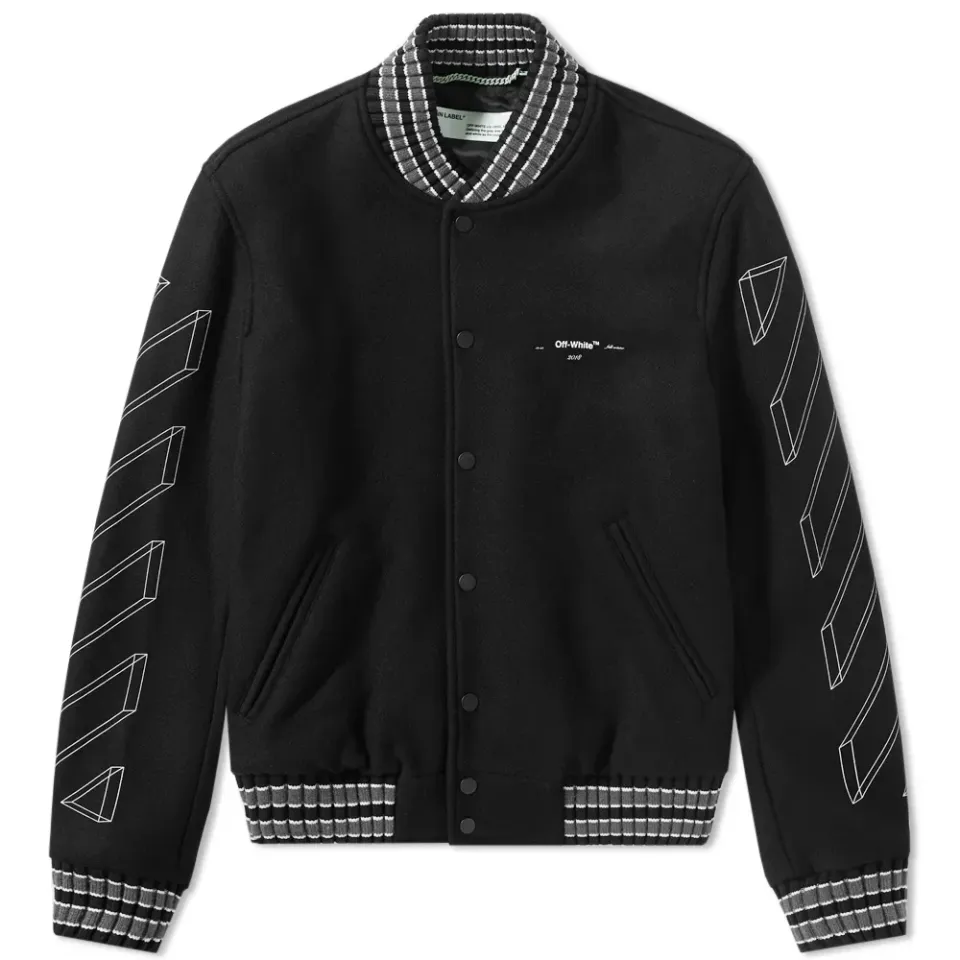 Diagonal 3D Line Skinny Varsity Jacket