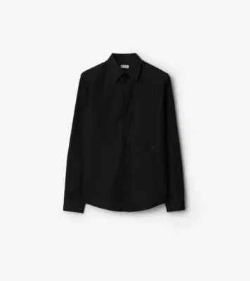 Slim Fit Cotton Shirt in Black