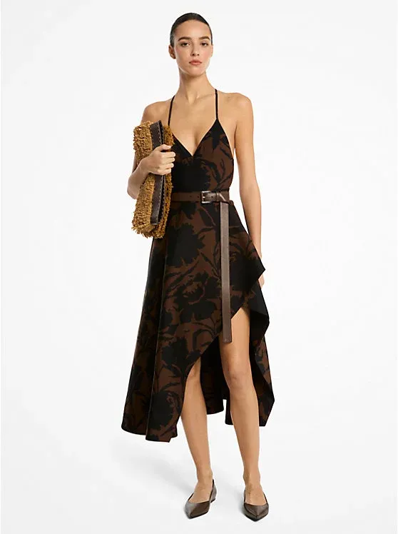 Floral Chiné Cotton and Silk Jacquard Asymmetric Skirt