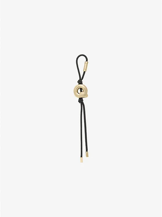 Initial Gold-Tone and Speckled Cord Bag Charm