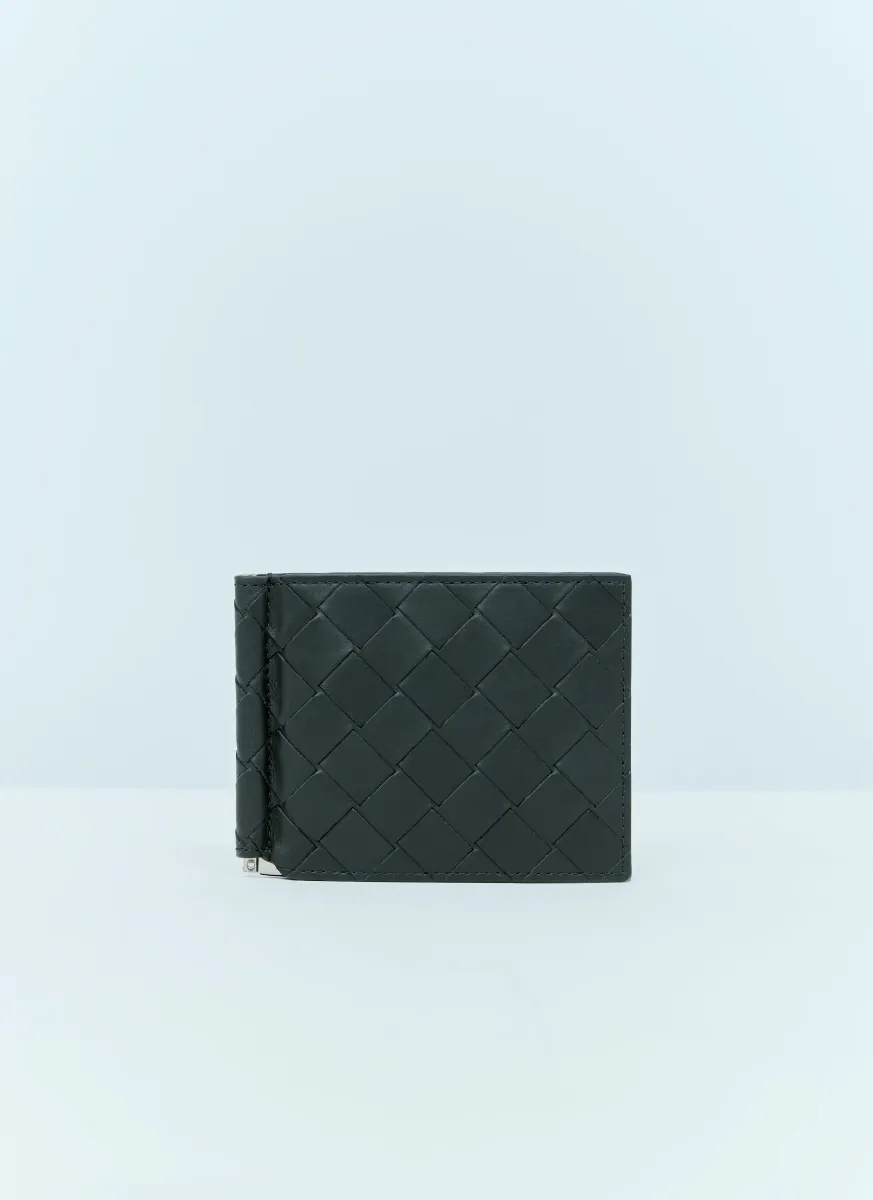 Intrecciato Bill Clip Leather Wallet