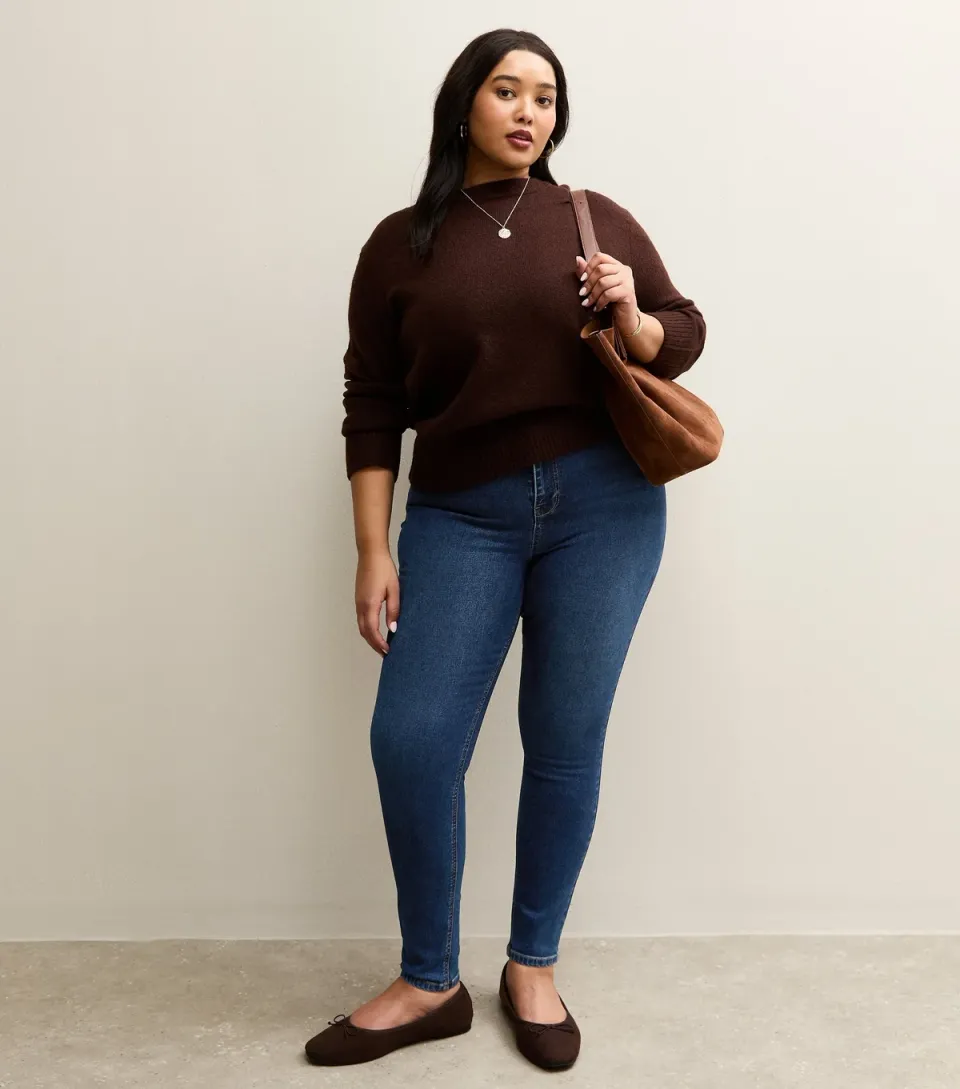 Women's Plus Size Blue Yazmin High Waisted Slim Leg Jeans Curves
