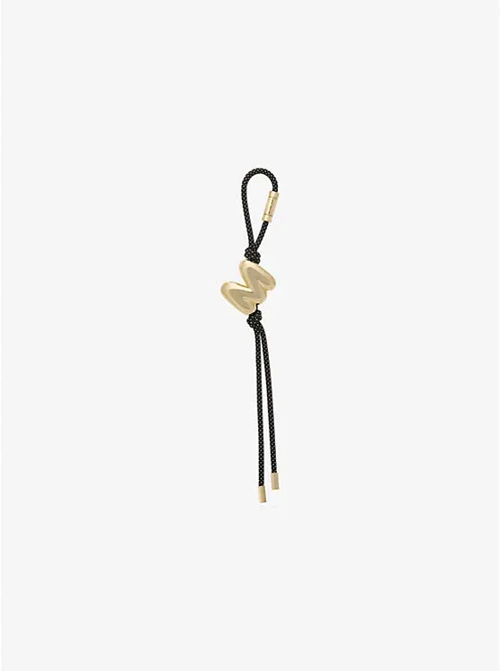 Initial Gold-Tone and Speckled Cord Bag Charm