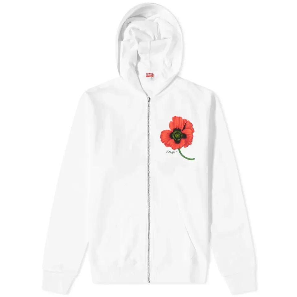 Floral Motif Zip Hoodie