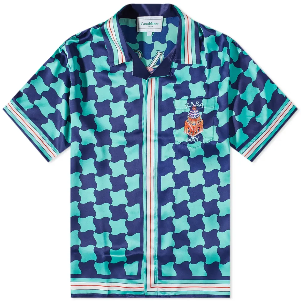 Pool Tile Short Sleeve Silk Shirt