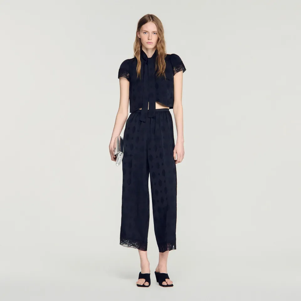 Paisley jacquard crop top