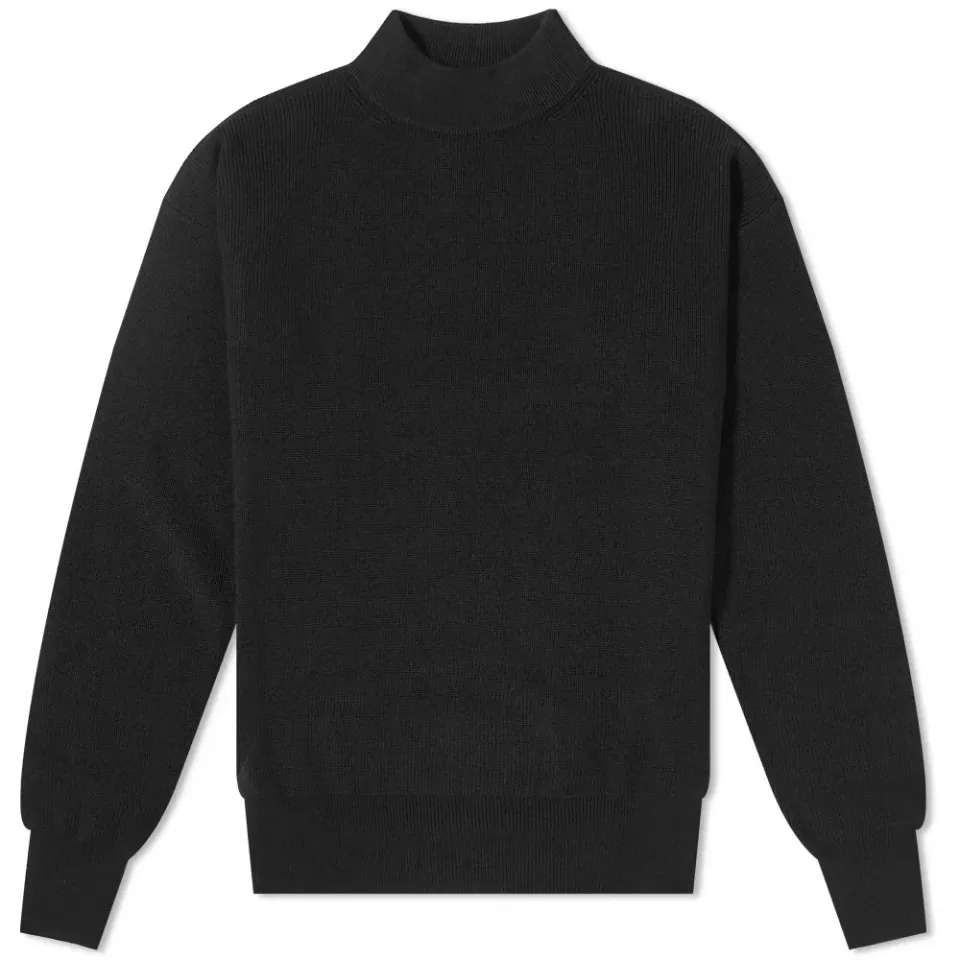 Navy Mock Neck Knit