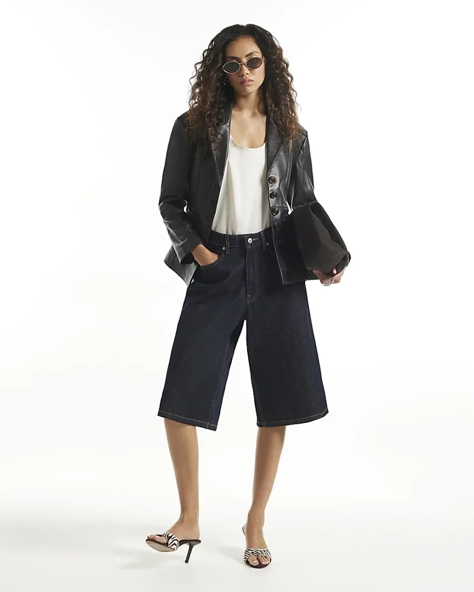 Premium Leather Fitted Waist Blazer