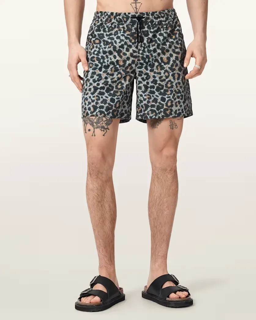 Silesia Leopard Print Slim Fit Swim Shorts