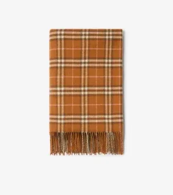 Check Cashmere Blanket in Squash orange