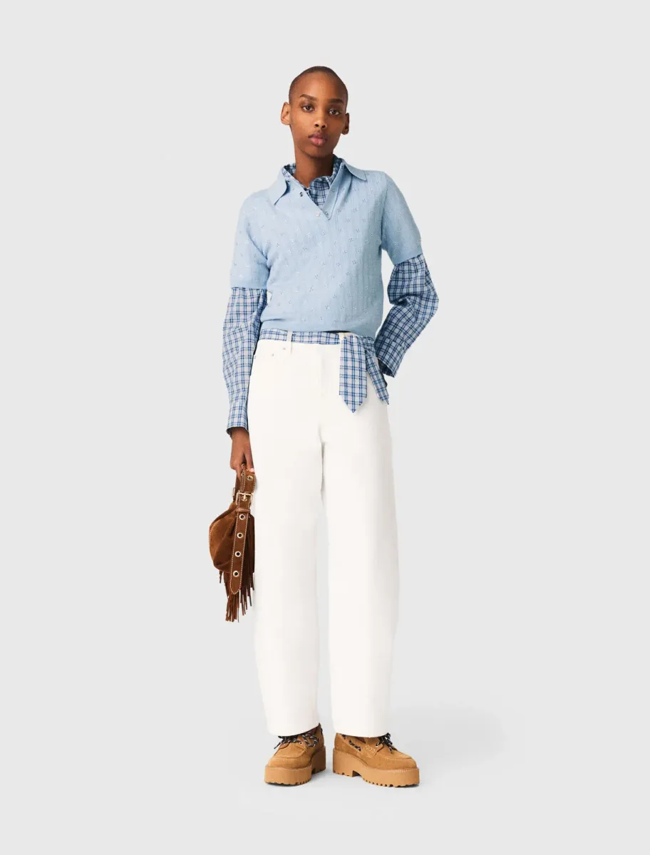 Cropped jumper with rhinestones