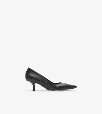 Check Leather Dame Low Pumps in Black