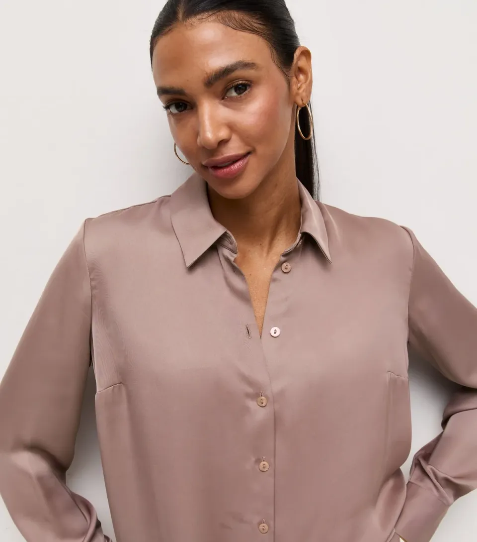 Women's Mink Satin Long Sleeve Shirt