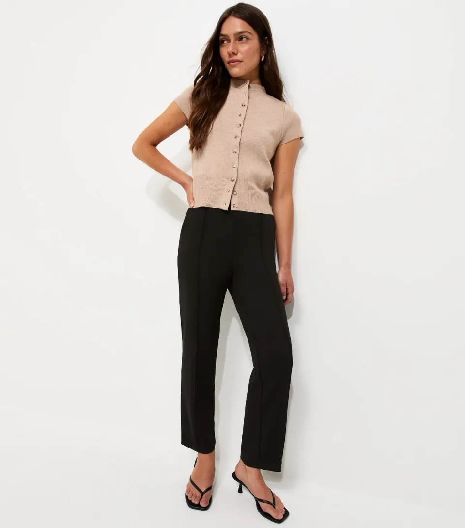 Women's Petite Black Jersey Twill Slim Leg Trousers