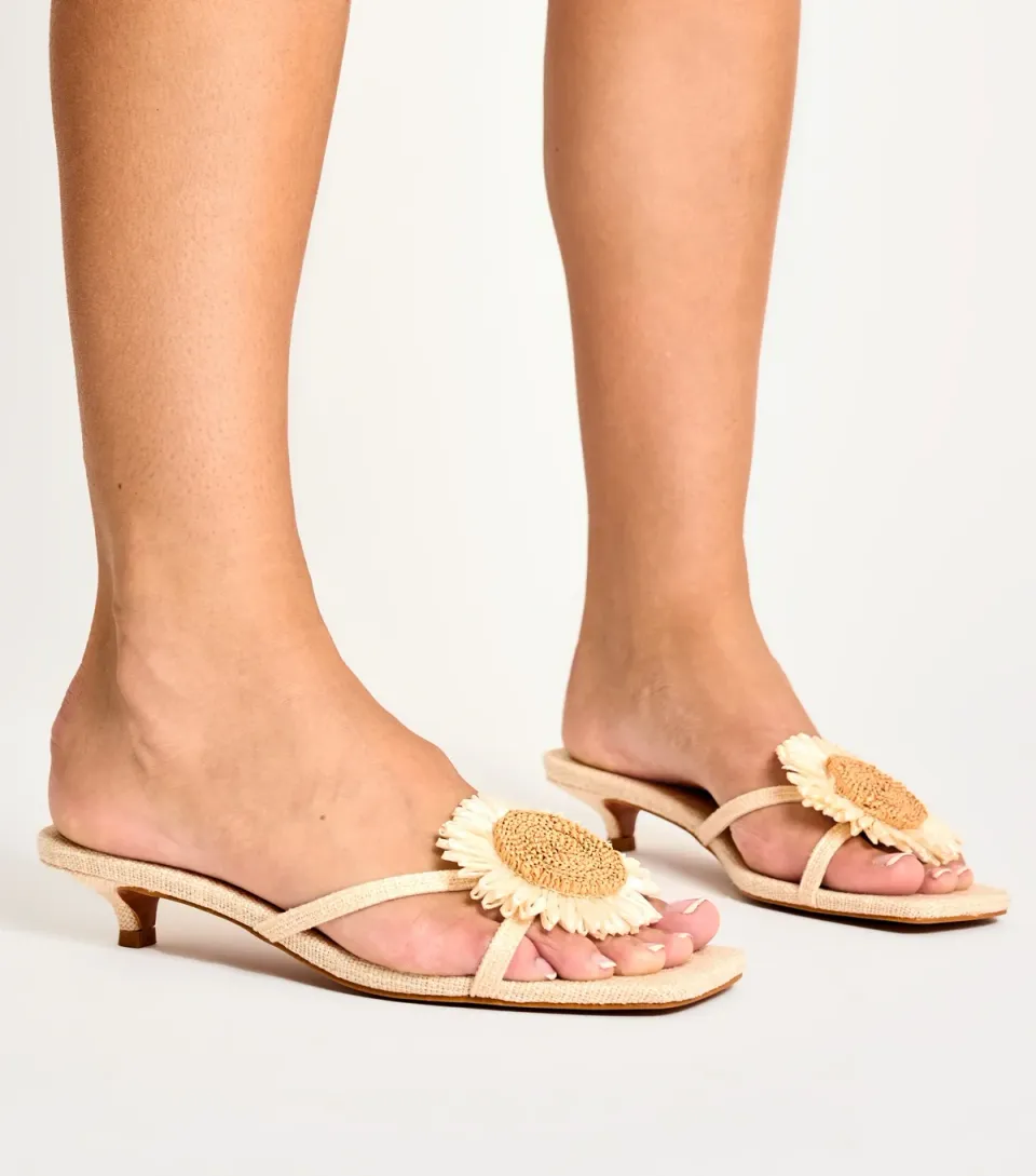 Women's Stone Ellery 3-D Floral Kitten Heel Mules