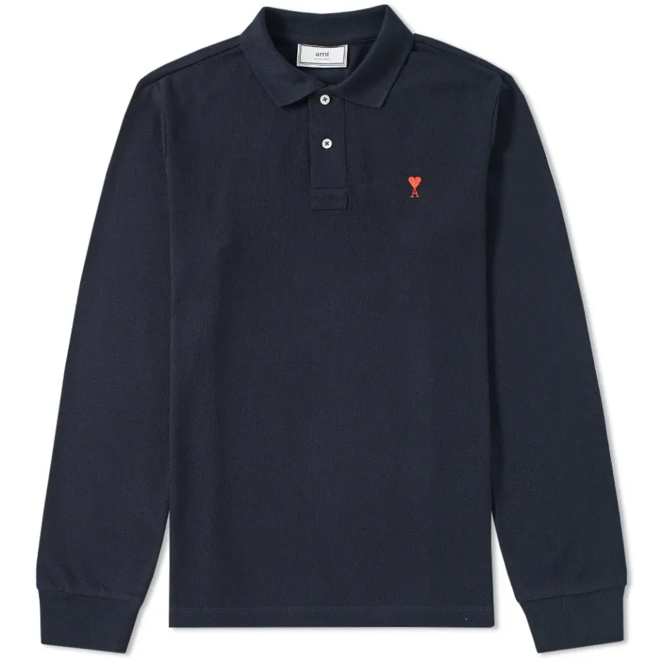 AMI Long Sleeve de Coeur Polo