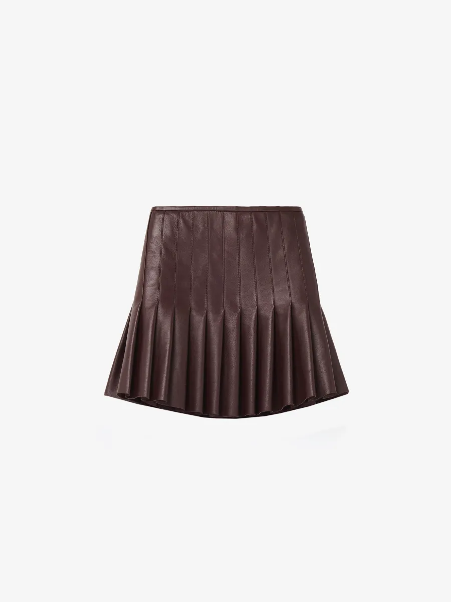 Leather Pleated Mini Skirt