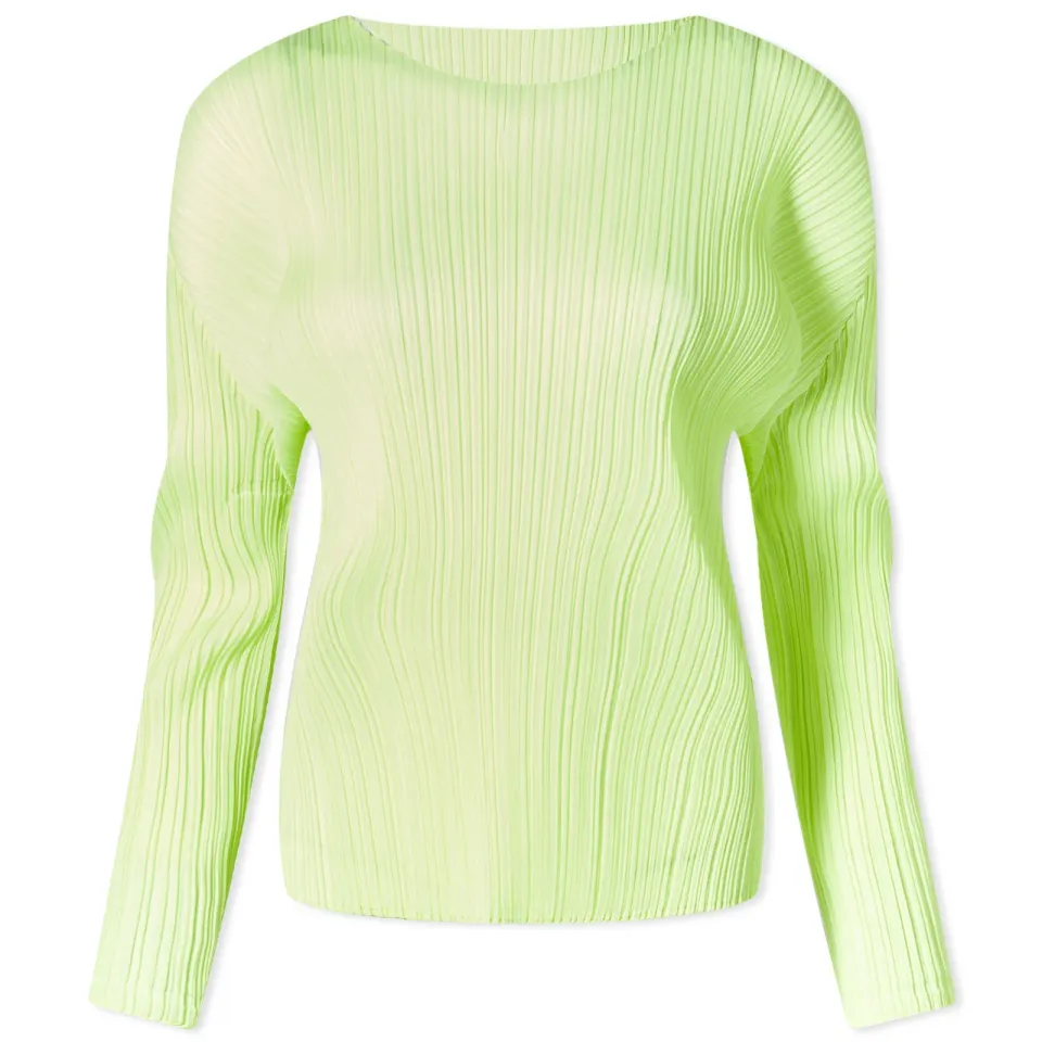 Long Sleeve Pleats Crew Top