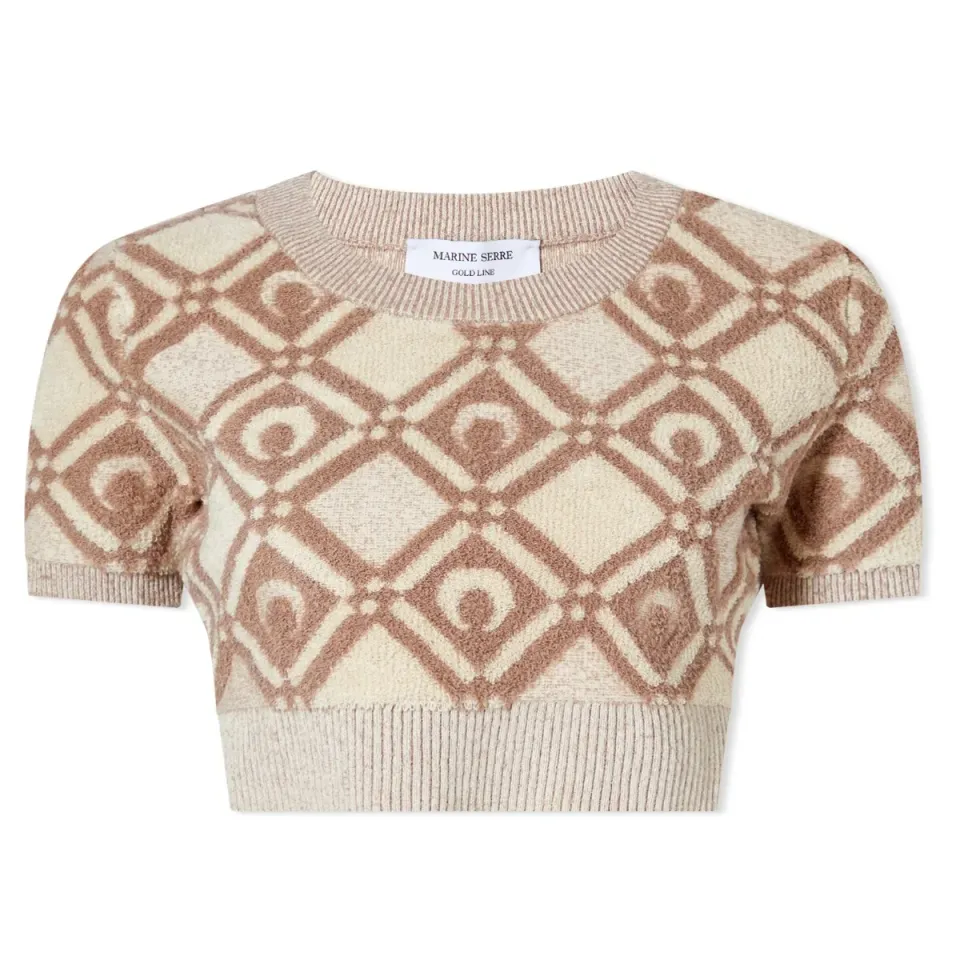 Chunky Jacquard Knitted Crop Top