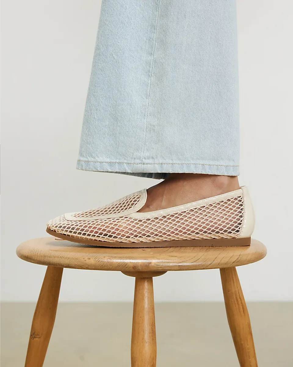 Cream Mesh Loafers