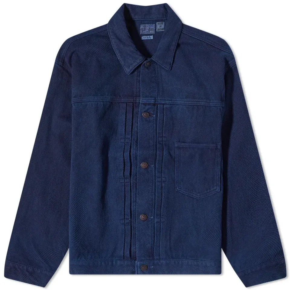 Fine Sashiko Hand Dyed Trucker Jacket