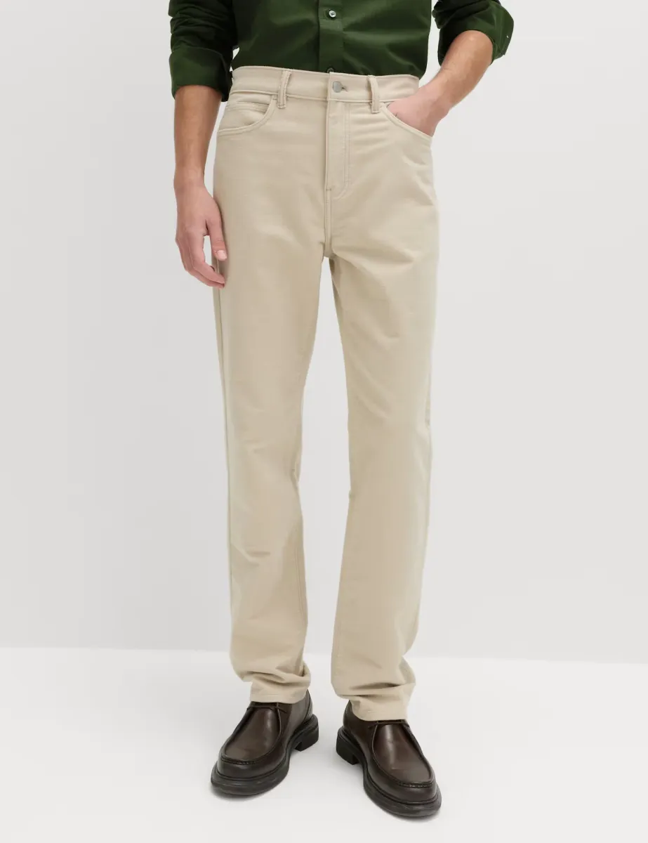 Straight Fit Italian Moleskin 5 Pocket Trousers Light Buff