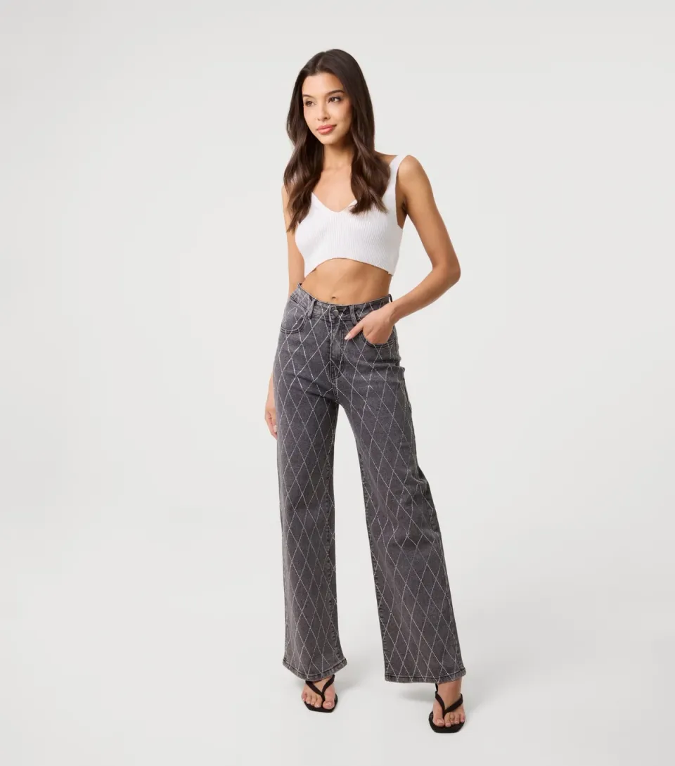 Women's Black Washed Diamante Embellished Jeans