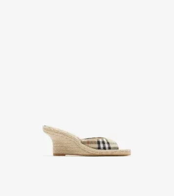 Check Mews Espadrille Mules​ in Sand beige - Women, Linen