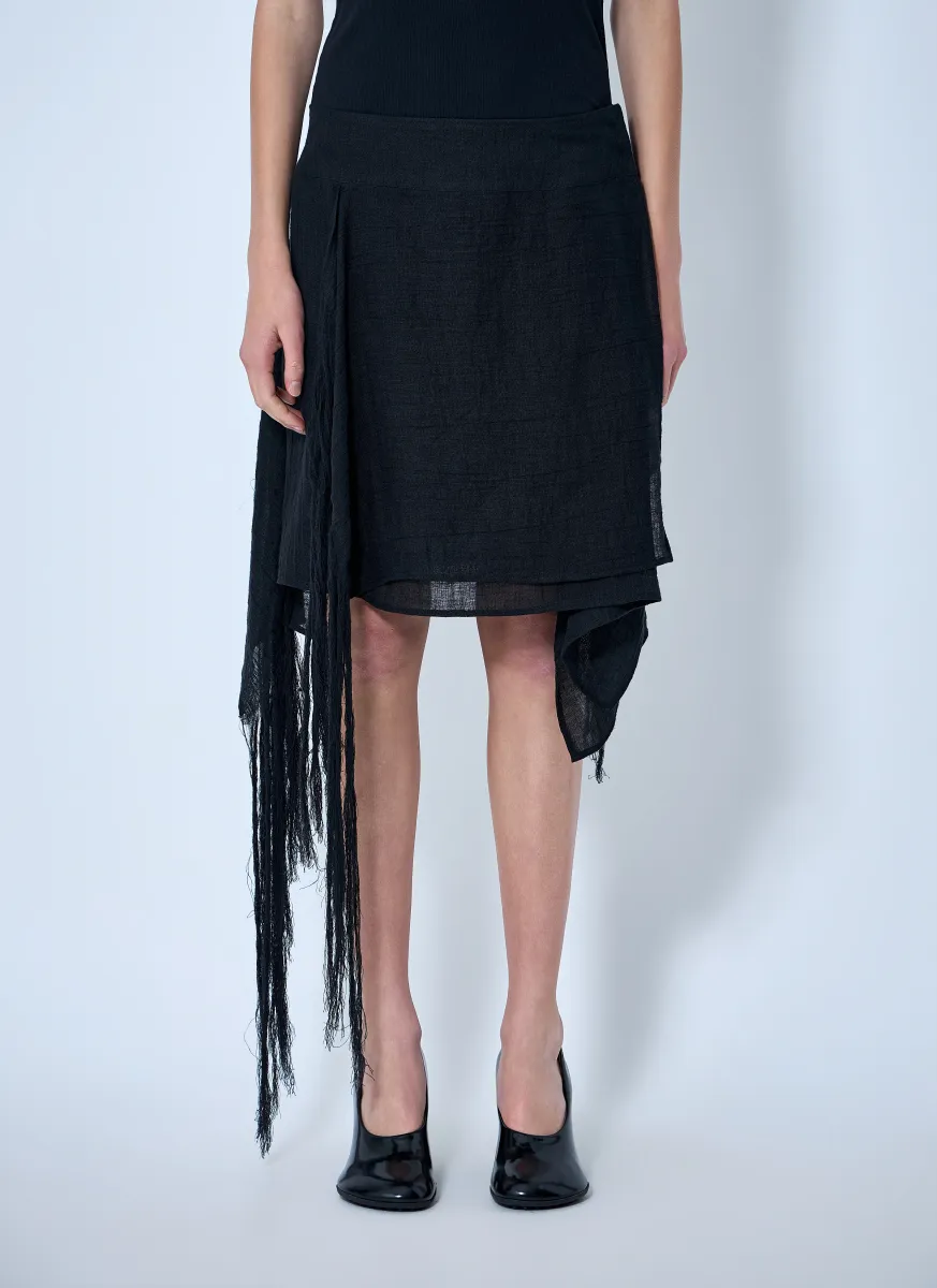 Asymmetric Fringe Skirt