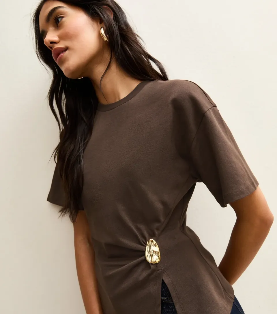 Women's Dark Brown Detail Corset Top