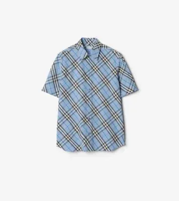 Classic Fit Check Cotton Shirt in Cornflower blue