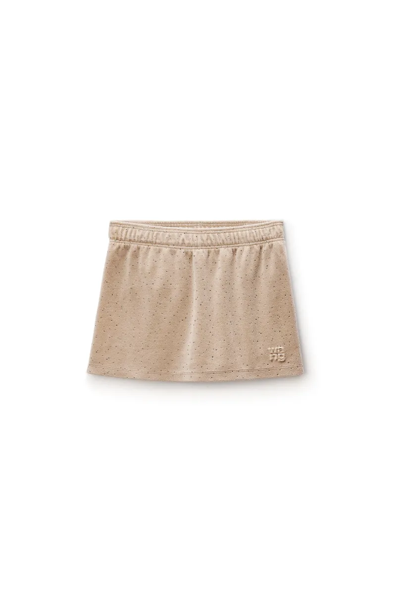 Mid-Rise Mini Skort in Crushed Velour