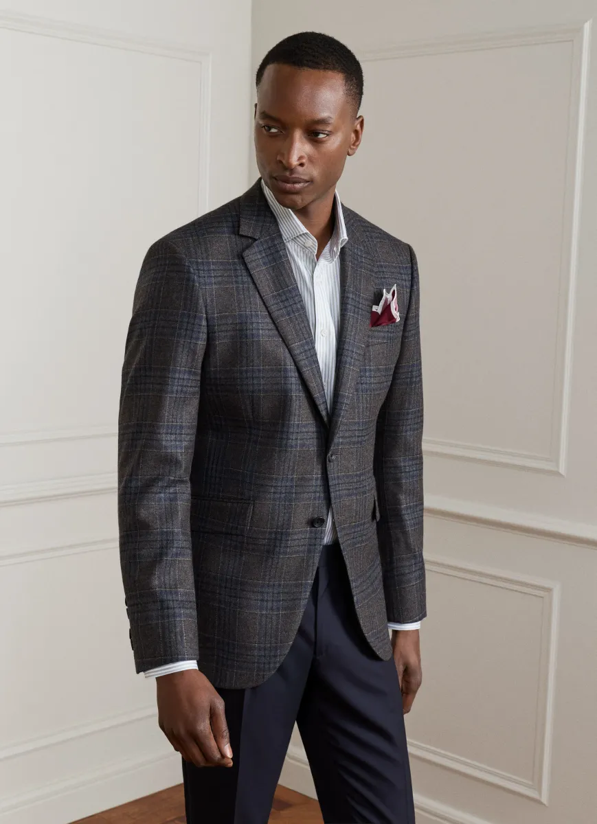 Wool-Cashmere Check Blazer - Woven in Italy