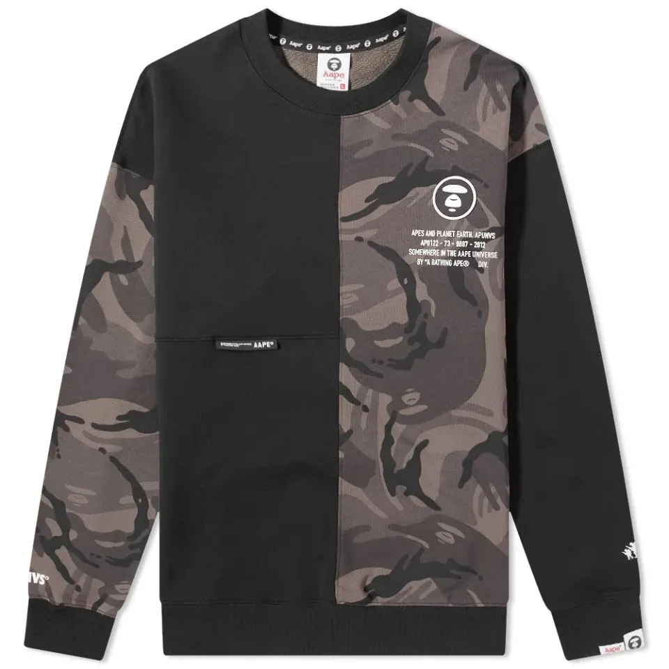 AAPE Camo Panel Crew Neck Sweat