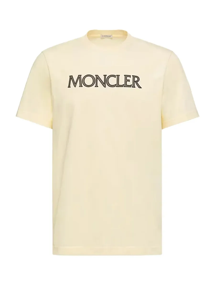 Men Logo Print Cotton T-Shirt Ivory