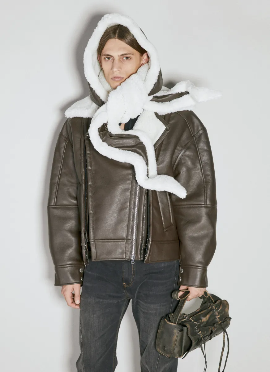 Synthetic Leather Wired Hood