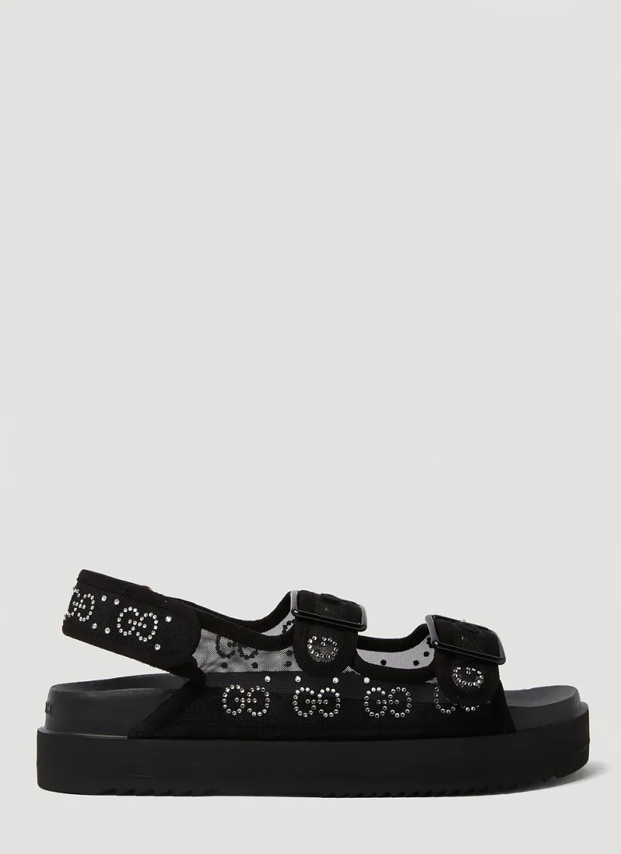 Crystal Jacquard Platform Sandals